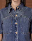 Blue Solid Shirt With Shorts Co-Ords Set