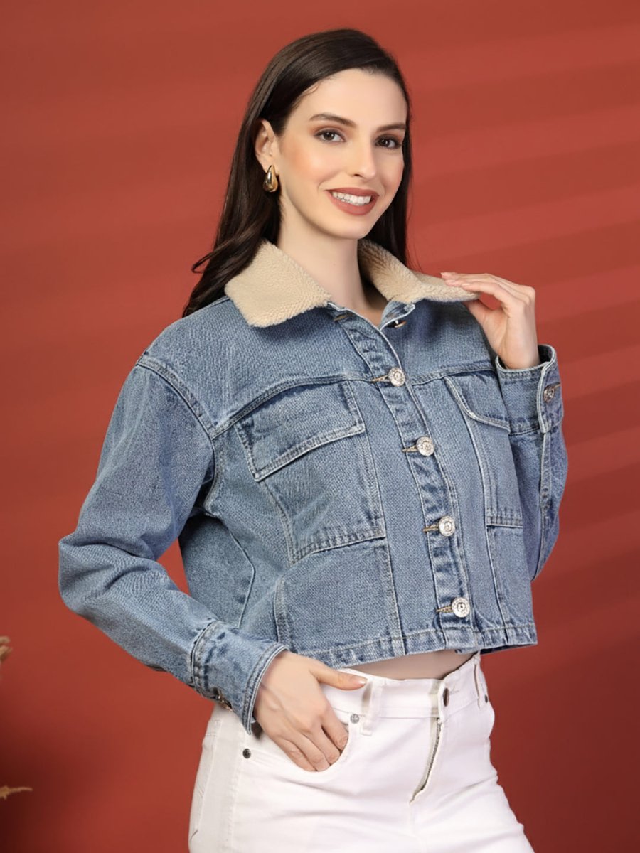 Women Front Open Denim Jacket