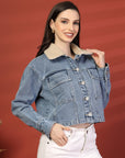 Women Front Open Denim Jacket