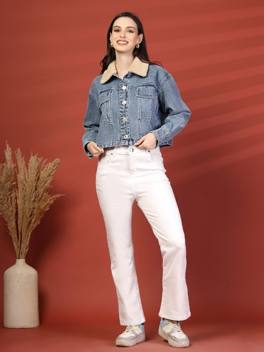 Women Front Open Denim Jacket