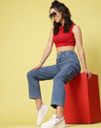 Women Blue Heavy Fade Stretchable Cotton Jeans