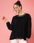 Ribbed Sequinned Regular Top