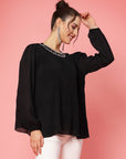 Ribbed Sequinned Regular Top