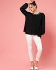 Ribbed Sequinned Regular Top