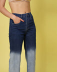 Women Blue Low Distress Heavy Fade Stretchable Cotton Jeans