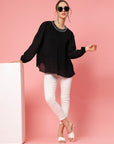 Ribbed Sequinned Regular Top