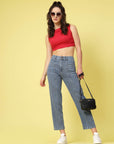 Women Blue Low Distress Stretchable Cotton Jeans