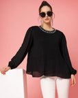 Ribbed Sequinned Regular Top