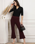 Burgundy Women Mid Rise Bootcut Trousers