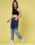 Women Blue Low Distress Heavy Fade Stretchable Cotton Jeans