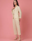 Cream Pure Cotton Shirt With Trousers