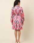 CINK Pink Print Tie-Up Neck Shirt Dress