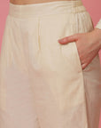 Cream Pure Cotton Shirt With Trousers