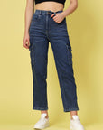 Women Blue Low Distress Stretchable Cotton Jeans