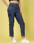 Women Blue Low Distress Stretchable Cotton Jeans
