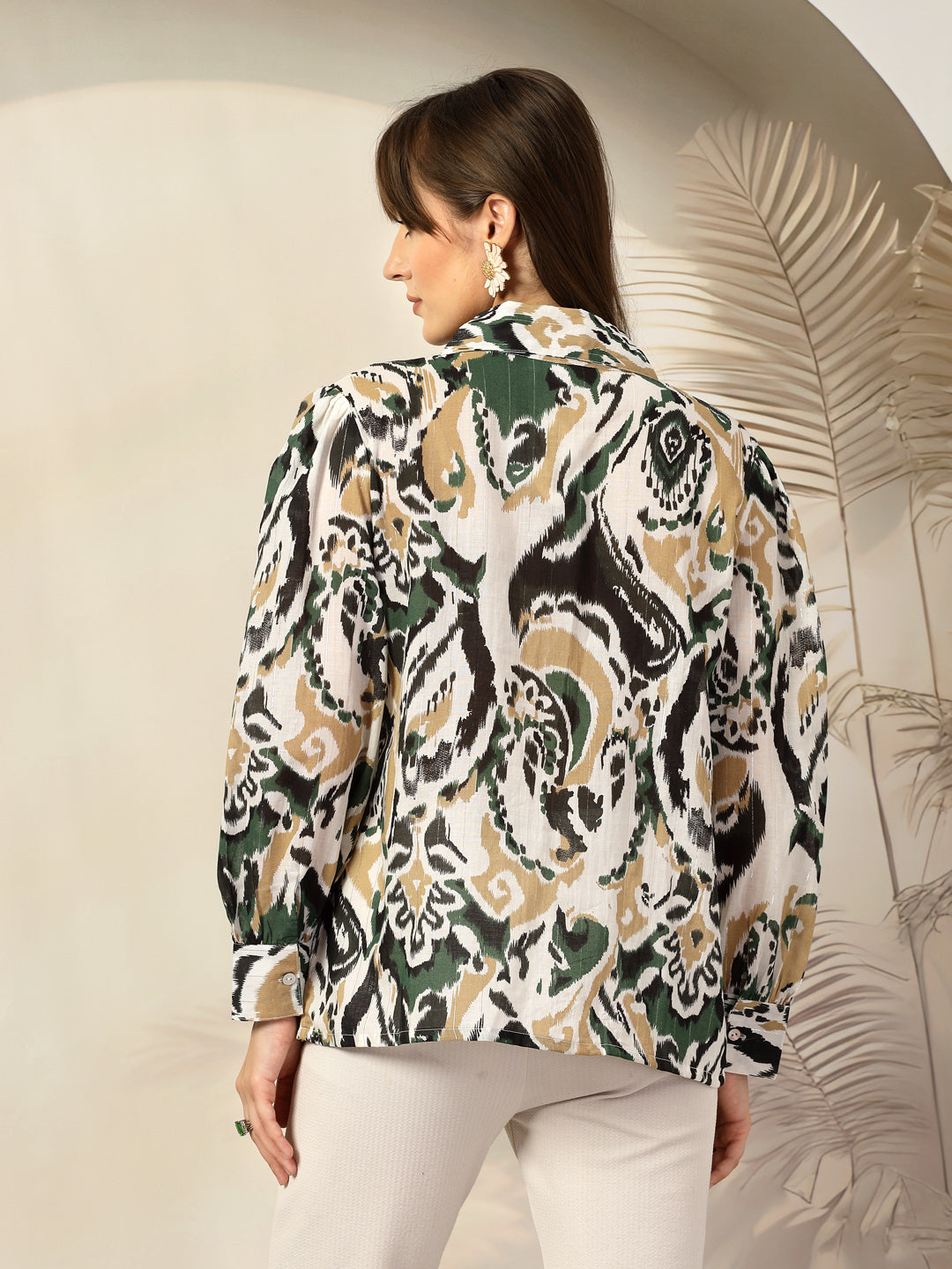 Women Animal Opaque Printed Casual Cotton Buttoned Top