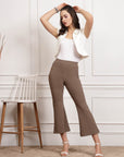 Brown Women Mid Rise Bootcut Trousers