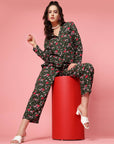 Floral Printed Mandarin Collar Shirt & Trouser