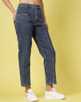 Women Blue Low Distress Stretchable Cotton Jeans
