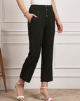 Women Pleated Mid Rise Trousers