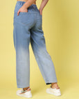 Women Blue Low Distress Heavy Fade Stretchable Cotton Jeans