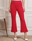 Pink Women Mid Rise Parallel Trousers