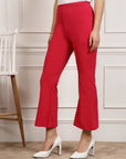 Pink Women Mid Rise Parallel Trousers