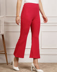 Pink Women Mid Rise Parallel Trousers