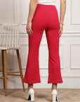 Pink Women Mid Rise Parallel Trousers