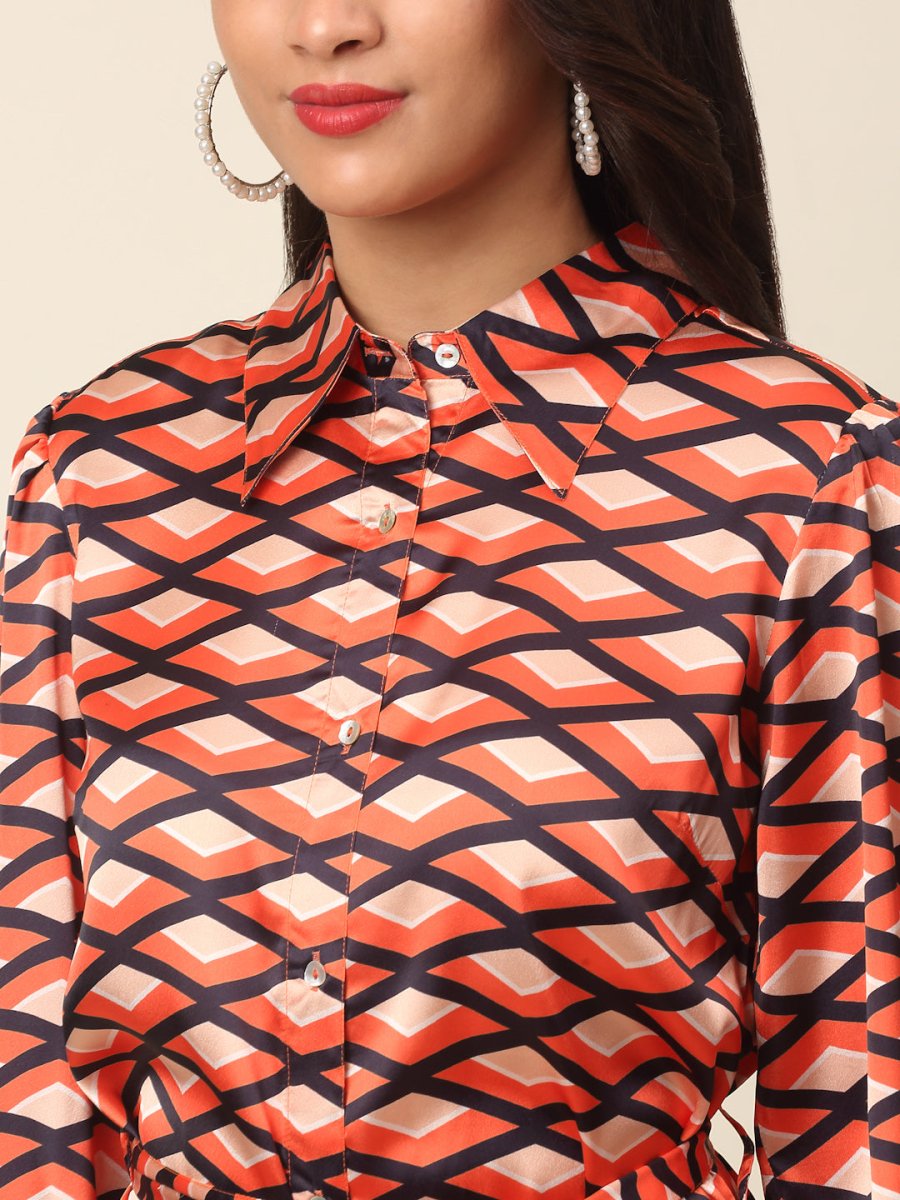 CINK Coral Print Shirt Dress