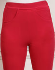 Women Red Mid-Rise Smart Cropped Bootcut Trousers