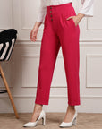 Women Pleated Mid Rise Trousers