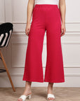 Red Women Mid Rise Parallel Trousers