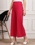 Red Women Mid Rise Parallel Trousers