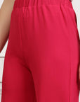 Red Women Mid Rise Parallel Trousers