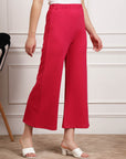 Red Women Mid Rise Parallel Trousers