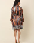 CINK Checked Puff Sleeve A-Line Dress