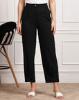 Black Women Mid Rise Trousers