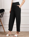 Black Women Mid Rise Trousers