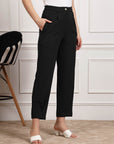 Black Women Mid Rise Trousers