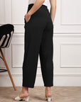 Black Women Mid Rise Trousers