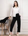 Black Women Mid Rise Trousers