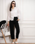 Black Women Mid Rise Trousers