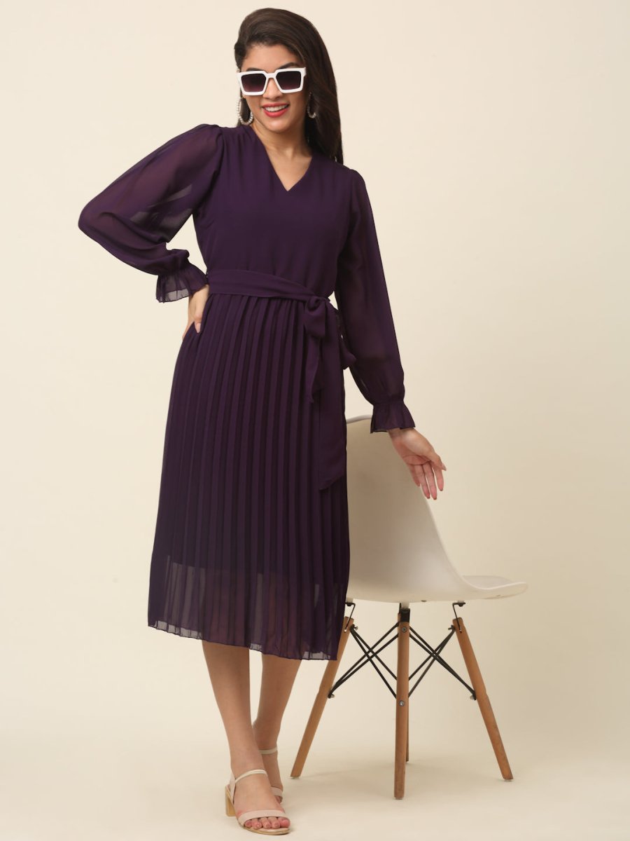 CINK Purple A-Line Midi Dress