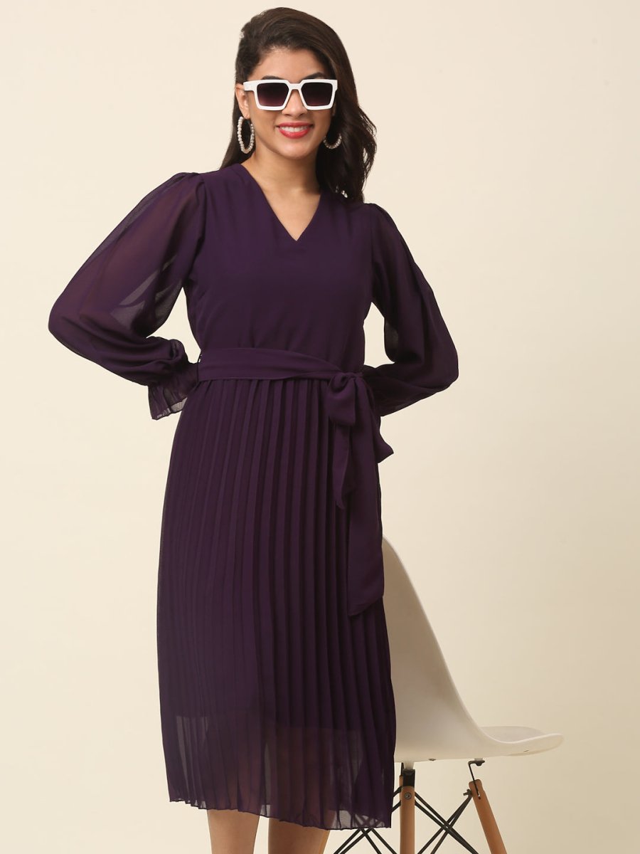 CINK Purple A-Line Midi Dress