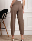 Brown Women Mid Rise Pleated Trousers