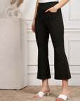 Olive Green Women Mid Rise Parallel Trousers