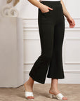 Olive Green Women Mid Rise Parallel Trousers