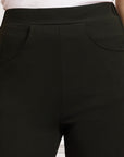 Olive Green Women Mid Rise Parallel Trousers
