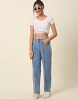 Women Blue Medium Shade Stretchable Cotton Jeans
